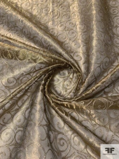 Metallic Organza With Swirl Metallic Thread Embroidery - Brass / Gold