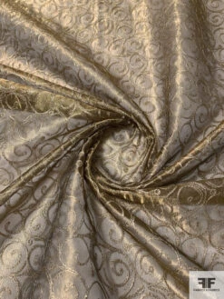 Metallic Organza With Swirl Metallic Thread Embroidery - Brass / Gold -Fabrics And Fabrics Store 14659 2