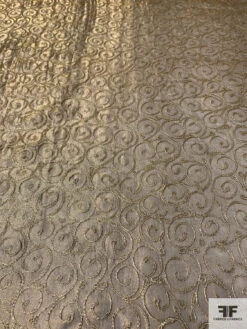 Metallic Organza With Swirl Metallic Thread Embroidery - Brass / Gold -Fabrics And Fabrics Store 14659 4