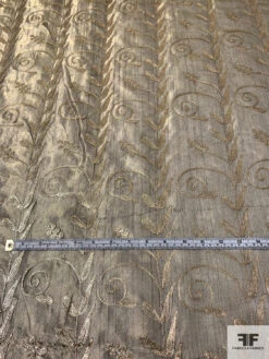 Metallic Organza With Vine Metallic Thread Embroidery - Gold / Black 15 Metallic Organza With Vine Metallic Thread Embroidery - Gold / Black -Fabrics And Fabrics Store 14660 5