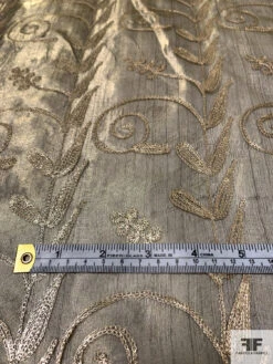 Metallic Organza With Vine Metallic Thread Embroidery - Gold / Black 16 Metallic Organza With Vine Metallic Thread Embroidery - Gold / Black -Fabrics And Fabrics Store 14660 6