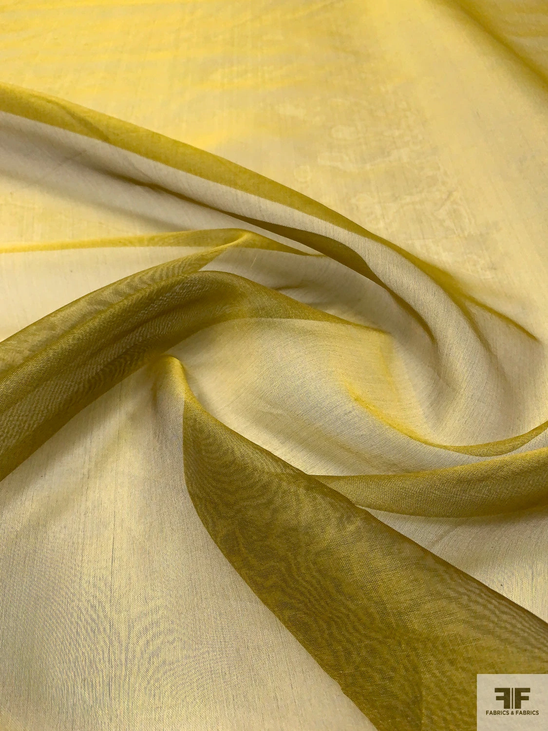 Solid Metallic Silk Organza - Antique Yellow Gold / Black 5 Solid Metallic Silk Organza - Antique Yellow Gold / Black - Image 3
