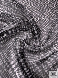 Hazy Diagonal Glen Plaid Printed Silk Organza - Black / White / Grey 12 Hazy Diagonal Glen Plaid Printed Silk Organza - Black / White / Grey -Fabrics And Fabrics Store 14751 2