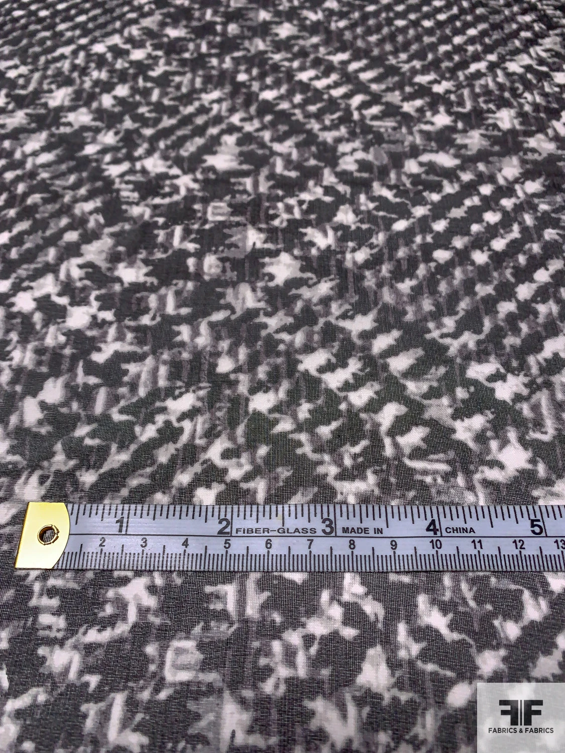 Hazy Diagonal Glen Plaid Printed Silk Organza - Black / White / Grey 7 Hazy Diagonal Glen Plaid Printed Silk Organza - Black / White / Grey - Image 5