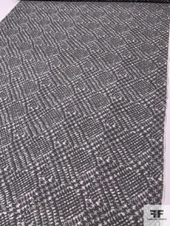Hazy Diagonal Glen Plaid Printed Silk Organza - Black / White / Grey 15 Hazy Diagonal Glen Plaid Printed Silk Organza - Black / White / Grey -Fabrics And Fabrics Store 14751 6