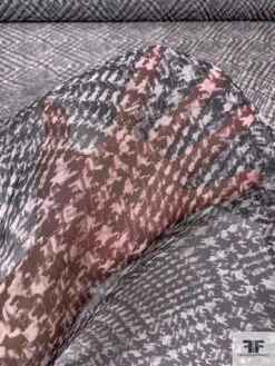 Hazy Diagonal Glen Plaid Printed Silk Organza - Black / White / Grey 16 Hazy Diagonal Glen Plaid Printed Silk Organza - Black / White / Grey -Fabrics And Fabrics Store 14751 7