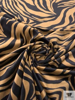 Italian Animal Pattern Inspired Printed Cotton Velveteen - Black / Soft Brown -Fabrics And Fabrics Store 14809 2