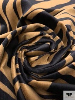 Italian Animal Pattern Inspired Printed Cotton Velveteen - Black / Soft Brown -Fabrics And Fabrics Store 14809 3