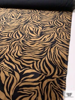 Italian Animal Pattern Inspired Printed Cotton Velveteen - Black / Soft Brown -Fabrics And Fabrics Store 14809 7