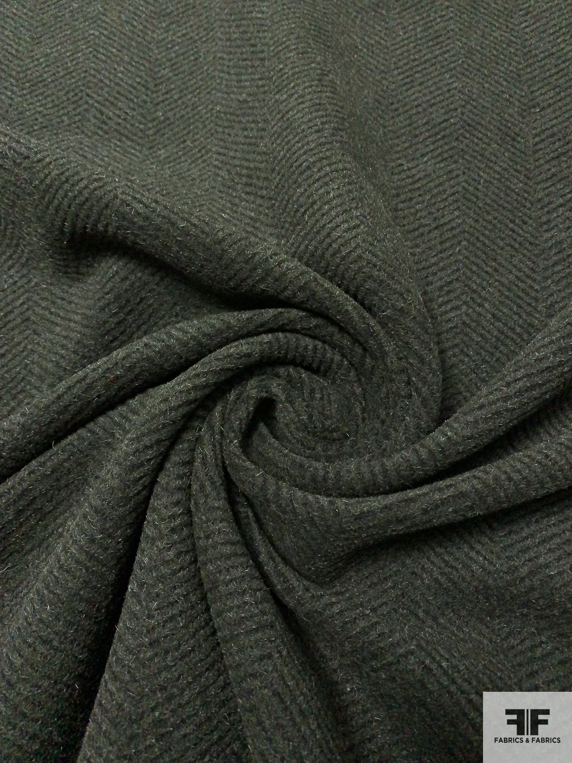 Italian Herringbone Textured And Brushed Wool Blend Coating - Army Green / Black 3 Italian Herringbone Textured And Brushed Wool Blend Coating - Army Green / Black