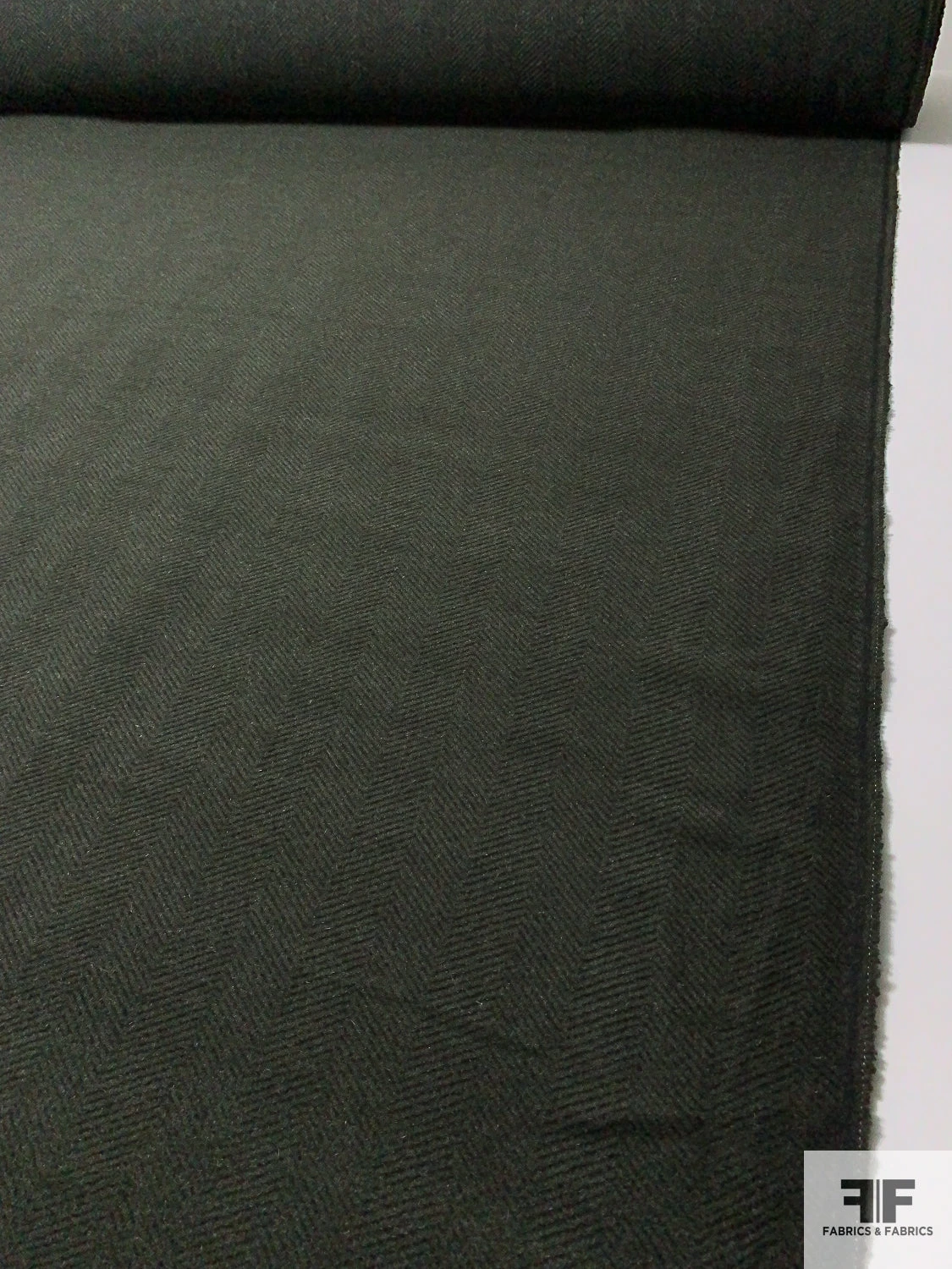Italian Herringbone Textured And Brushed Wool Blend Coating - Army Green / Black 10 Italian Herringbone Textured And Brushed Wool Blend Coating - Army Green / Black - Image 8