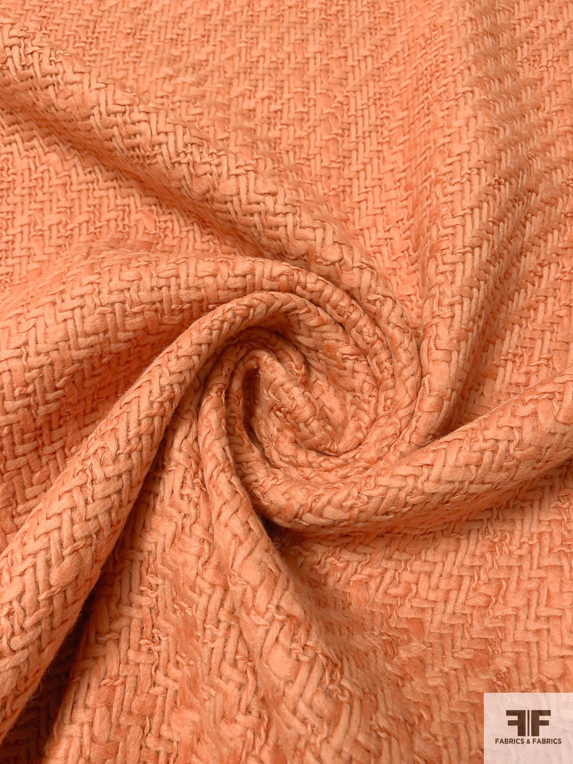 Italian Basketweave Wool Coating - Sandstone Orange 4 Italian Basketweave Wool Coating - Sandstone Orange - Image 2