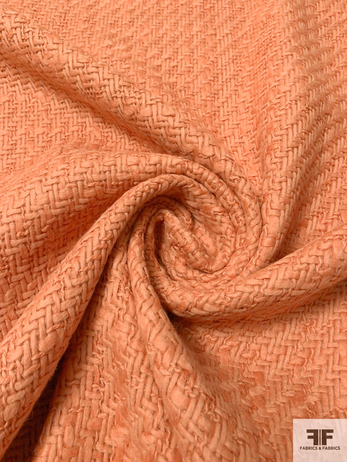 Italian Basketweave Wool Coating - Sandstone Orange 5 Italian Basketweave Wool Coating - Sandstone Orange - Image 3