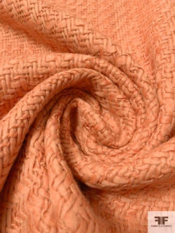 Italian Basketweave Wool Coating - Sandstone Orange