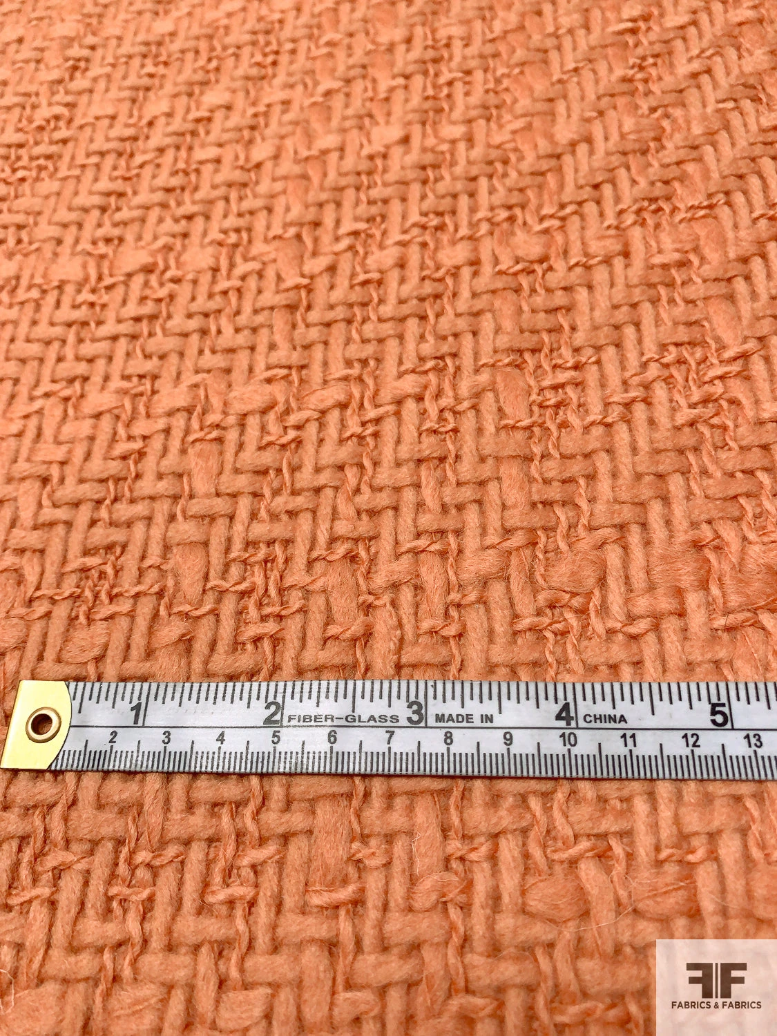 Italian Basketweave Wool Coating - Sandstone Orange 8 Italian Basketweave Wool Coating - Sandstone Orange - Image 6