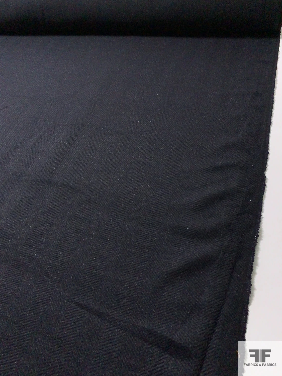 Italian Herringbone Textured And Brushed Wool Blend Coating - Black / Grey 10 Italian Herringbone Textured And Brushed Wool Blend Coating - Black / Grey - Image 8