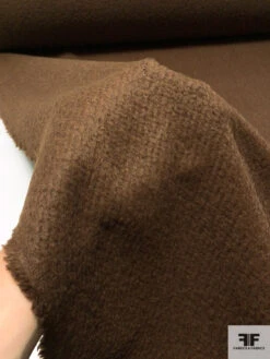 Italian Solid Boucle Brushed Wool Coating - Milk Chocolate