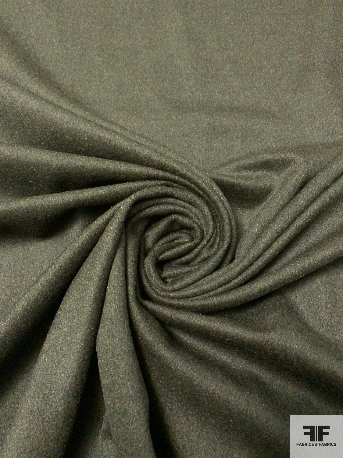 Italian Solid Brushed Light Jacket Weight Wool Coating - Army Green 4 Italian Solid Brushed Light Jacket Weight Wool Coating - Army Green - Image 2