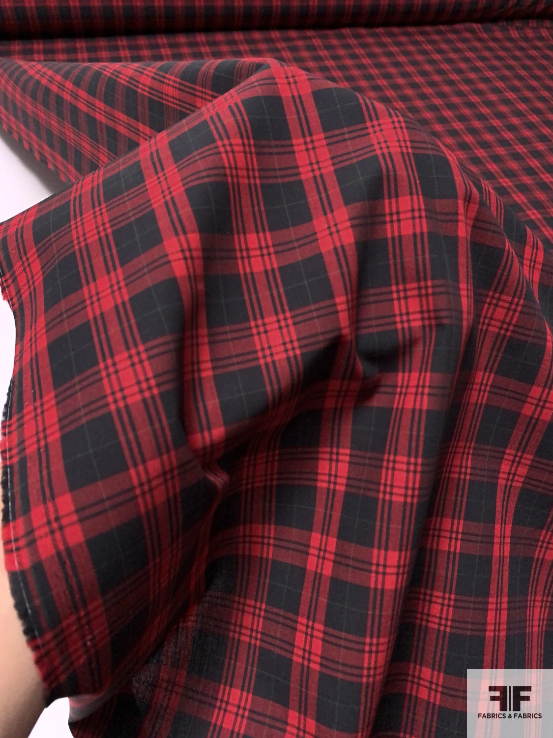 Made In Japan Plaid Cotton Shirting - Red / Black 10 Made In Japan Plaid Cotton Shirting - Red / Black - Image 8