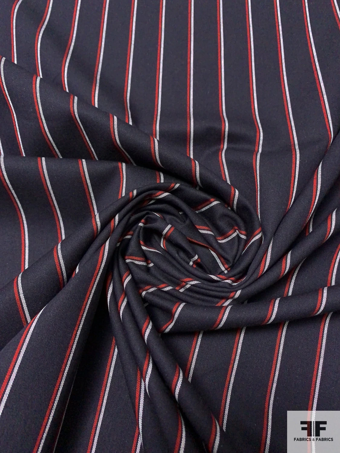 Made In Japan Vertical Striped Fine Twill Cotton Shirting - Black / Red / Off-White 6 Made In Japan Vertical Striped Fine Twill Cotton Shirting - Black / Red / Off-White - Image 4