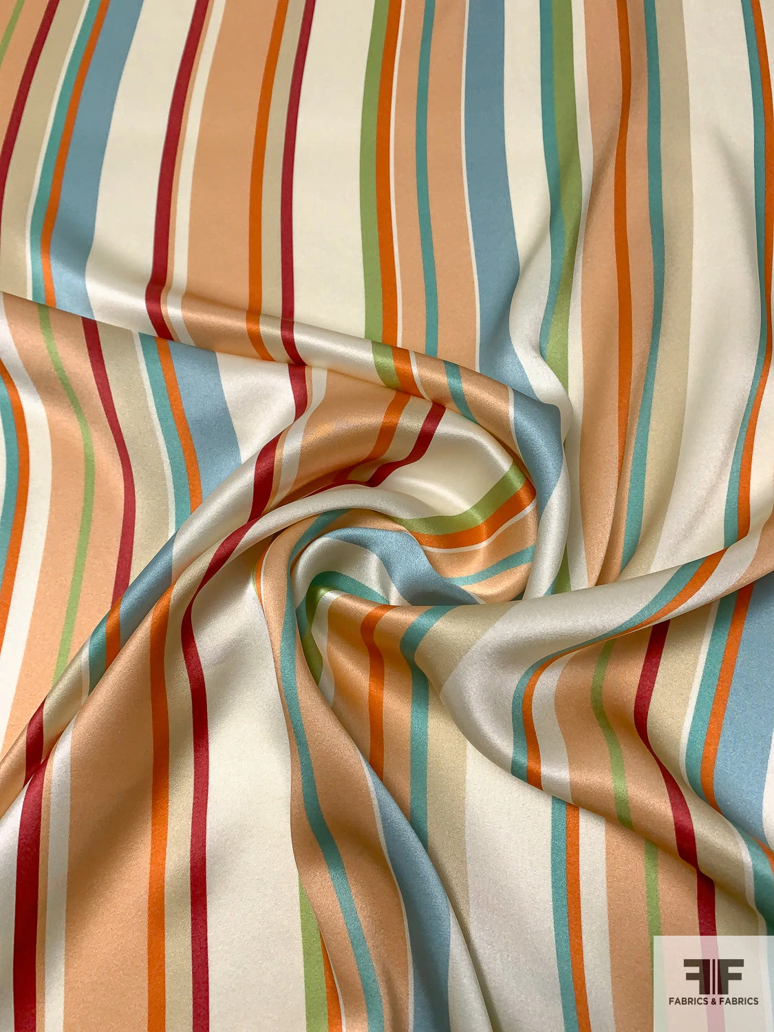 Vertical Multi-Size Striped Printed Silk Charmeuse - Multicolor 5 Vertical Multi-Size Striped Printed Silk Charmeuse - Multicolor - Image 3