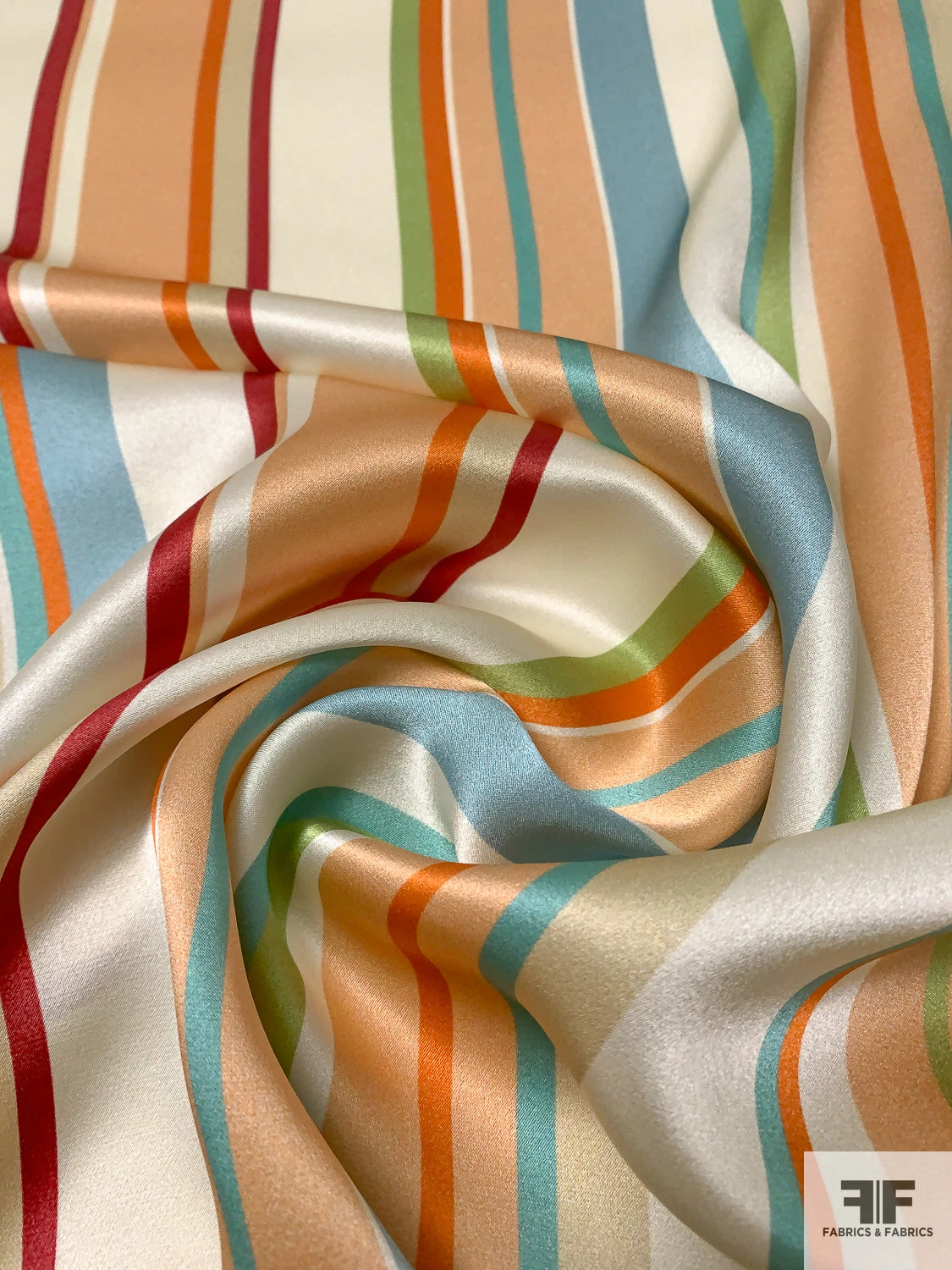 Vertical Multi-Size Striped Printed Silk Charmeuse - Multicolor 8 Vertical Multi-Size Striped Printed Silk Charmeuse - Multicolor - Image 6
