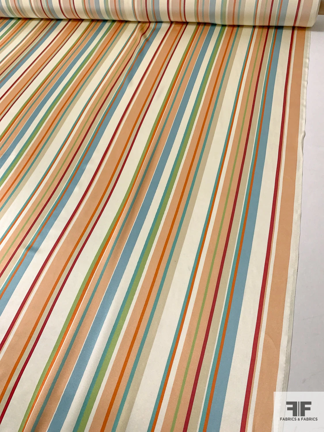 Vertical Multi-Size Striped Printed Silk Charmeuse - Multicolor 4 Vertical Multi-Size Striped Printed Silk Charmeuse - Multicolor - Image 2