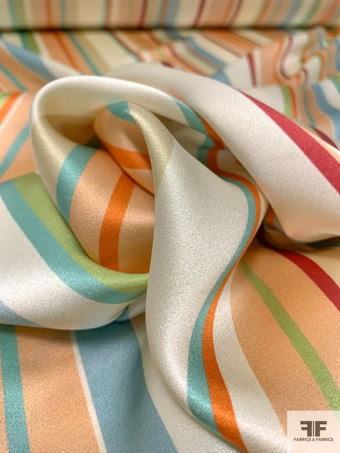 Vertical Multi-Size Striped Printed Silk Charmeuse - Multicolor 9 Vertical Multi-Size Striped Printed Silk Charmeuse - Multicolor - Image 7