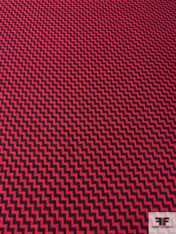 Italian Diagonal Chevron Yarn-Dyed Lightweight Wool Suiting - Red / Black -Fabrics And Fabrics Store 15065 4