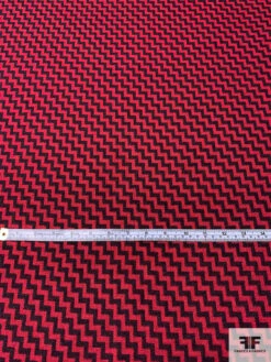 Italian Diagonal Chevron Yarn-Dyed Lightweight Wool Suiting - Red / Black -Fabrics And Fabrics Store 15065 5