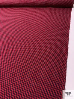 Italian Diagonal Chevron Yarn-Dyed Lightweight Wool Suiting - Red / Black -Fabrics And Fabrics Store 15065 7
