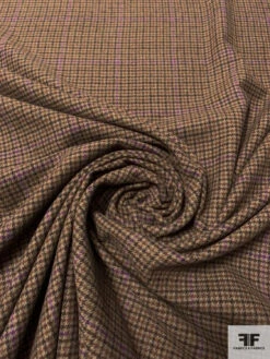 Made In England Ralph Lauren Mini Houndstooth Grid Cashmere Suiting - Shades Of Brown / Purple -Fabrics And Fabrics Store 15072 2