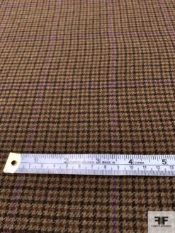 Made In England Ralph Lauren Mini Houndstooth Grid Cashmere Suiting - Shades Of Brown / Purple -Fabrics And Fabrics Store 15072 6