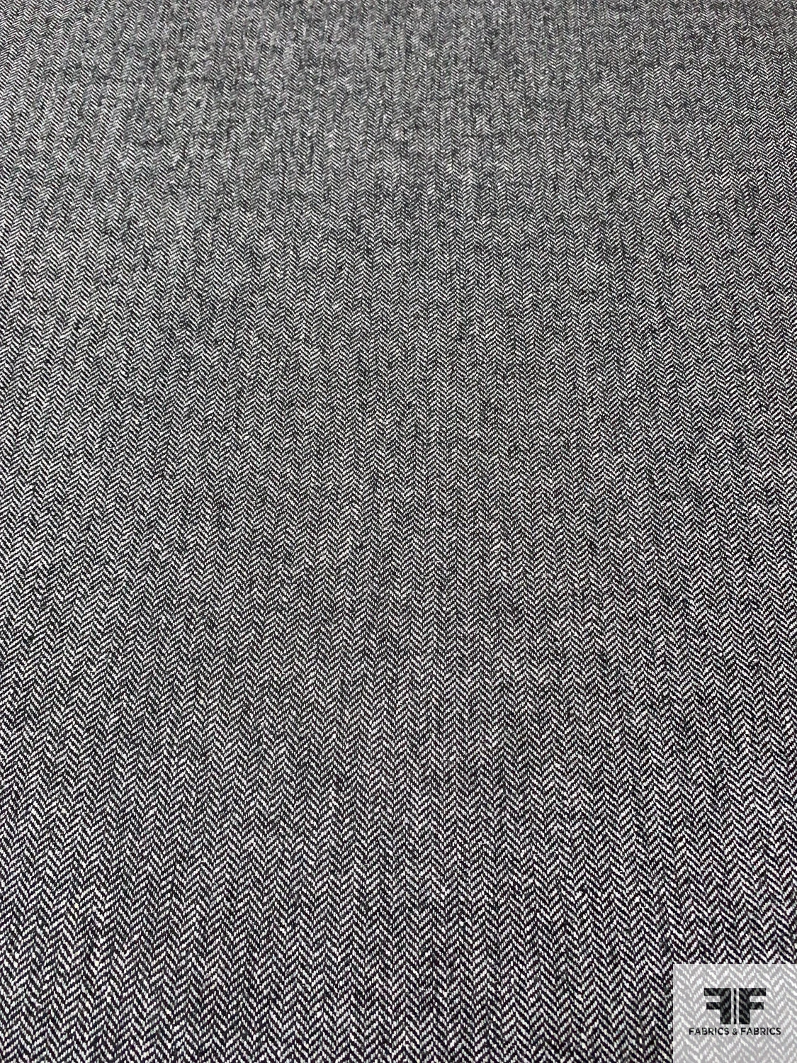 Italian Herringbone Wool Blend Suiting - Black / Off-White 5 Italian Herringbone Wool Blend Suiting - Black / Off-White - Image 3