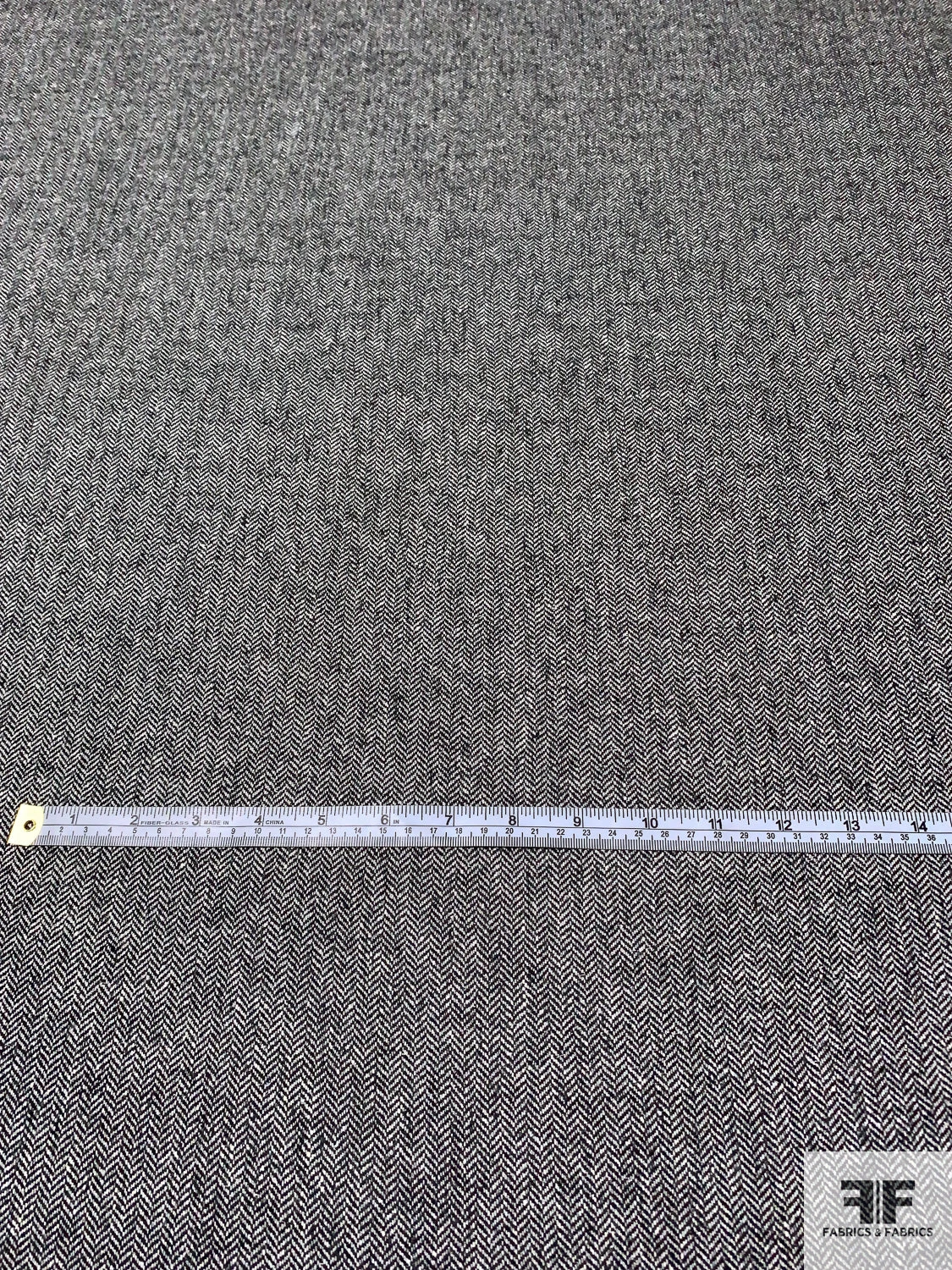 Italian Herringbone Wool Blend Suiting - Black / Off-White 6 Italian Herringbone Wool Blend Suiting - Black / Off-White - Image 4