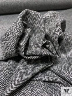 Italian Herringbone Wool Blend Suiting - Black / Off-White 17 Italian Herringbone Wool Blend Suiting - Black / Off-White -Fabrics And Fabrics Store 15075 8