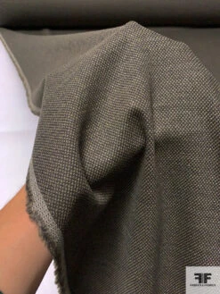 Italian Birdseye-Look Virgin Wool Stretch Suiting - Army Green / Hunter Green 17 Italian Birdseye-Look Virgin Wool Stretch Suiting - Army Green / Hunter Green -Fabrics And Fabrics Store 15078 7