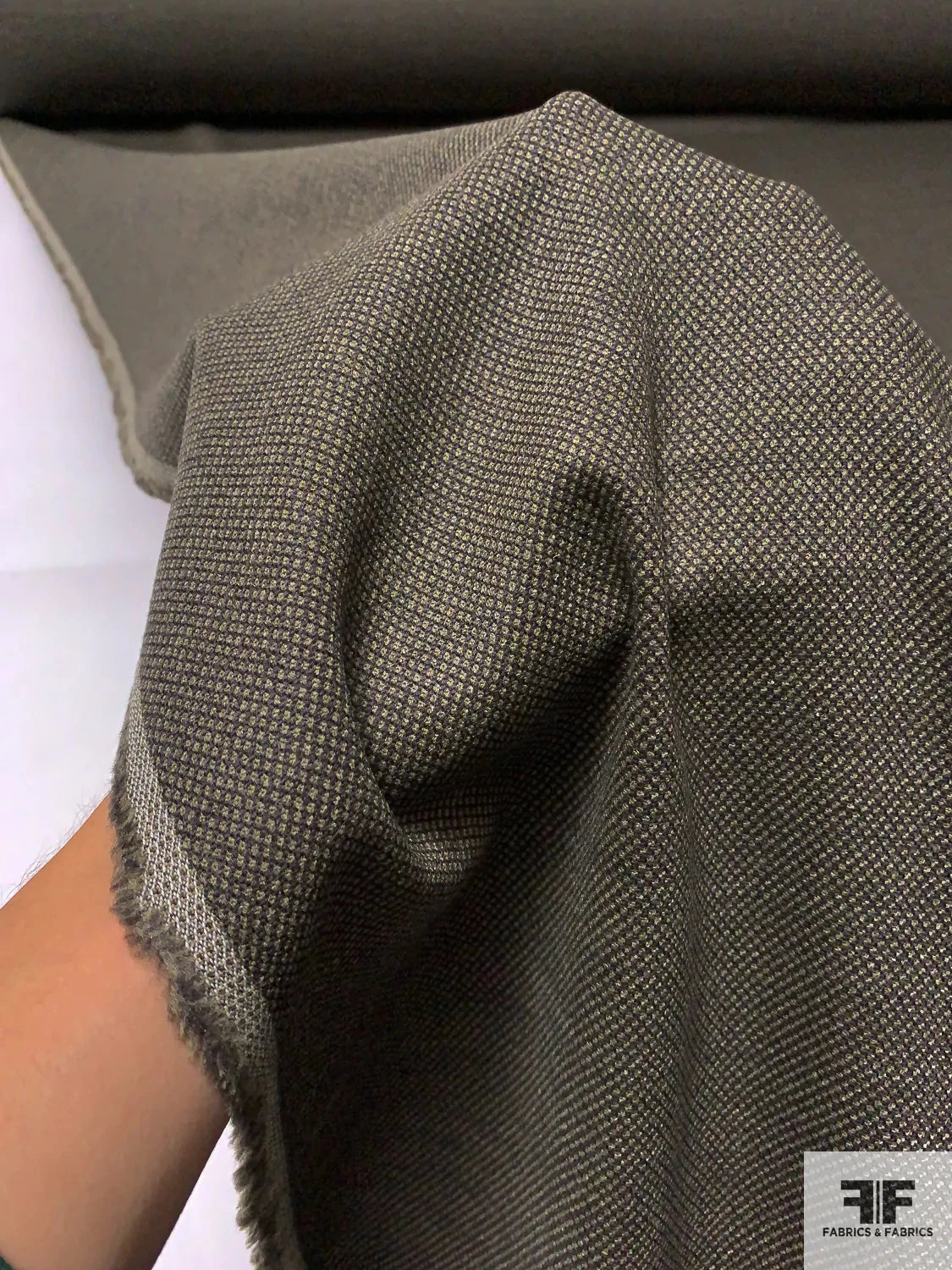 Italian Birdseye-Look Virgin Wool Stretch Suiting - Army Green / Hunter Green 10 Italian Birdseye-Look Virgin Wool Stretch Suiting - Army Green / Hunter Green - Image 8