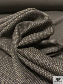 Italian Birdseye-Look Virgin Wool Stretch Suiting - Army Green / Hunter Green