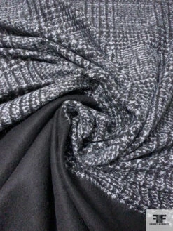 Italian Glen Plaid Wool Blend Brushed Tweed Panel - Grey / Charcoal / Black 12 Italian Glen Plaid Wool Blend Brushed Tweed Panel - Grey / Charcoal / Black -Fabrics And Fabrics Store 15085 2