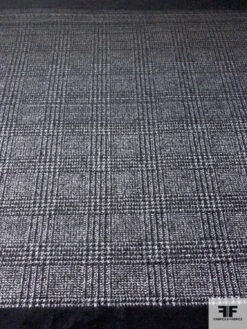 Italian Glen Plaid Wool Blend Brushed Tweed Panel - Grey / Charcoal / Black 14 Italian Glen Plaid Wool Blend Brushed Tweed Panel - Grey / Charcoal / Black -Fabrics And Fabrics Store 15085 4