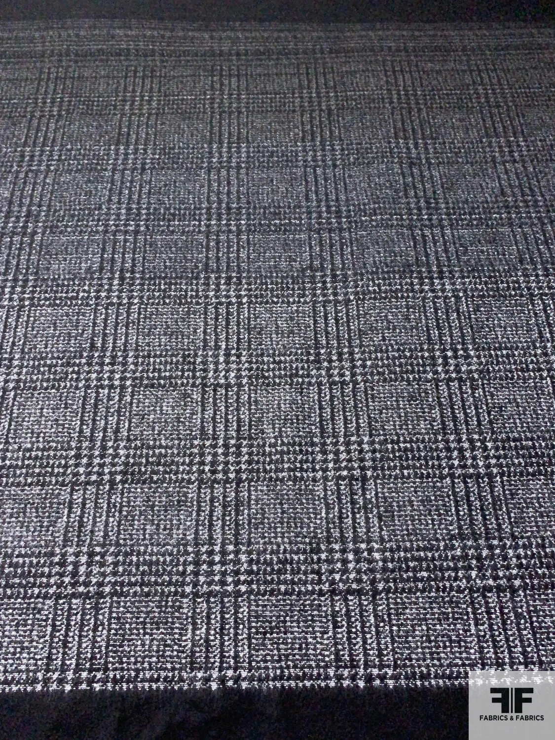 Italian Glen Plaid Wool Blend Brushed Tweed Panel - Grey / Charcoal / Black 7 Italian Glen Plaid Wool Blend Brushed Tweed Panel - Grey / Charcoal / Black - Image 5