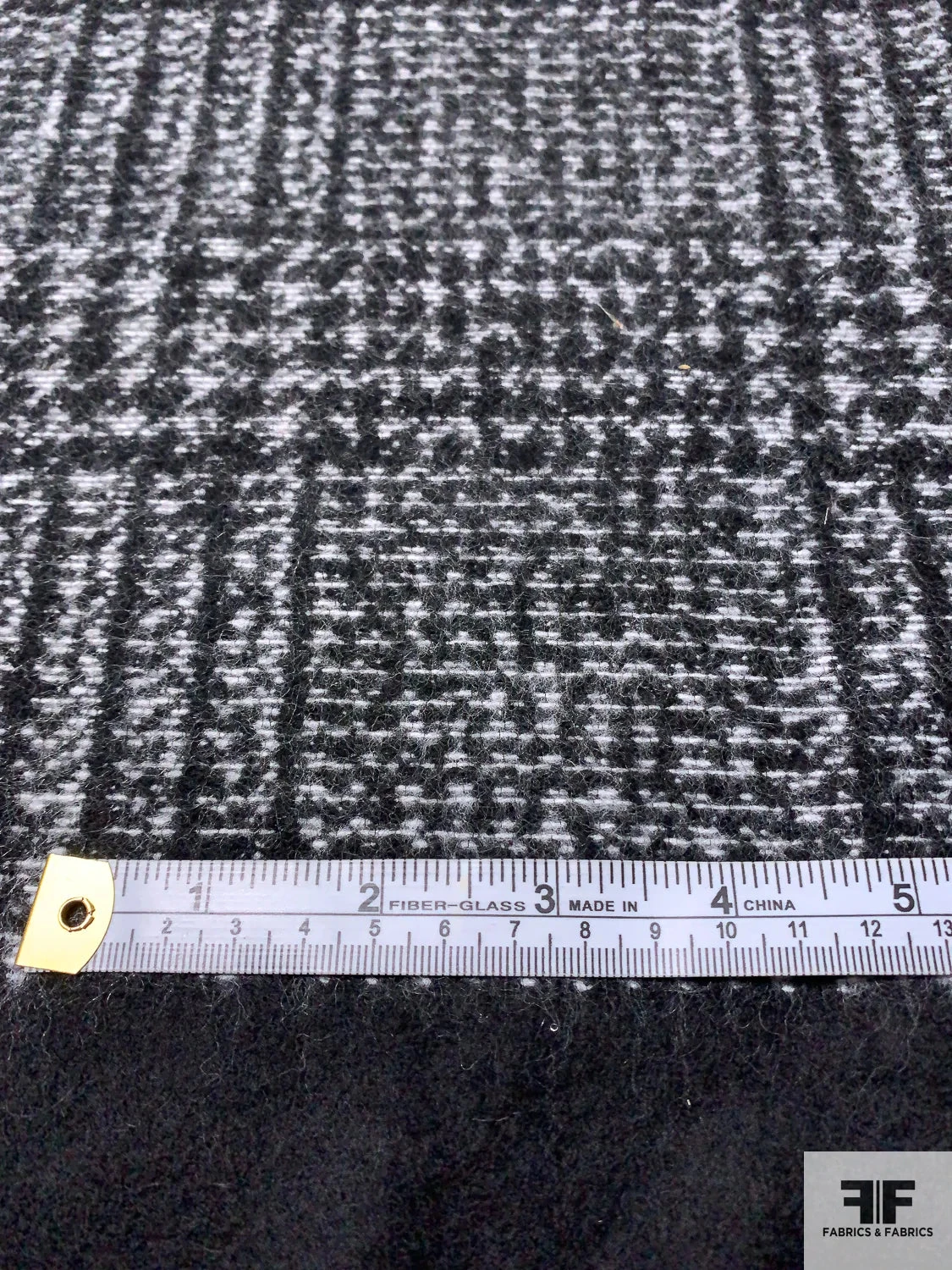 Italian Glen Plaid Wool Blend Brushed Tweed Panel - Grey / Charcoal / Black 9 Italian Glen Plaid Wool Blend Brushed Tweed Panel - Grey / Charcoal / Black - Image 7