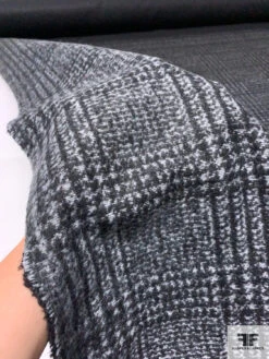 Italian Glen Plaid Wool Blend Brushed Tweed Panel - Grey / Charcoal / Black 17 Italian Glen Plaid Wool Blend Brushed Tweed Panel - Grey / Charcoal / Black -Fabrics And Fabrics Store 15085 8