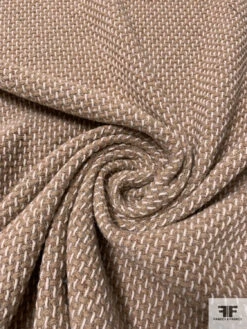 Italian Stitch Pattern Wool Blend Jacket Weight Tweed - Beige / Natural -Fabrics And Fabrics Store 15097 2
