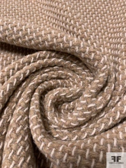 Italian Stitch Pattern Wool Blend Jacket Weight Tweed - Beige / Natural -Fabrics And Fabrics Store 15097 3