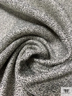 Italian Micro Ikat Soft Wool Blend Suiting - Black / Off-White