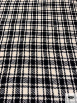 Italian Plaid Wool Tweed Suiting - Black / Light Ivory -Fabrics And Fabrics Store 15103 4
