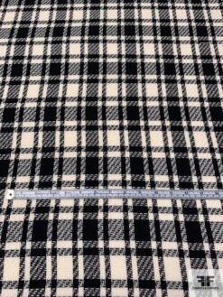 Italian Plaid Wool Tweed Suiting - Black / Light Ivory -Fabrics And Fabrics Store 15103 5