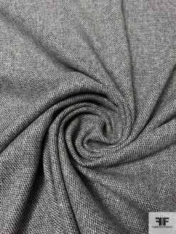 Italian Classic Soft Wool Tweed Suiting With Lurex Fibers - Black / Smokey Off-White 12 Italian Classic Soft Wool Tweed Suiting With Lurex Fibers - Black / Smokey Off-White -Fabrics And Fabrics Store 15113 2